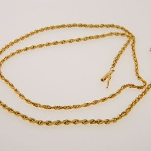 14K 21" Solid Gold  Rope Chain Necklace 1.5mm
